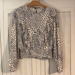 Mayoral White and black ruffle top size 12